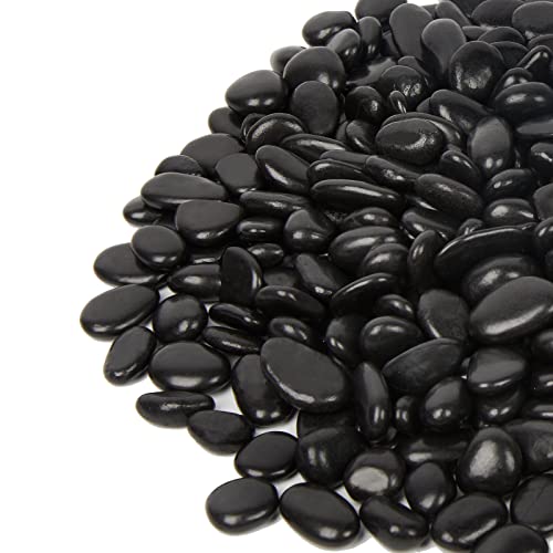 GASPRO 2.5 Pound Black Pebbles for Indoor Plants, 3/8 Inch Natural Black River Rocks for Vase, Garden, Landscaping, Succulents, Highly Polished and Smooth Surface