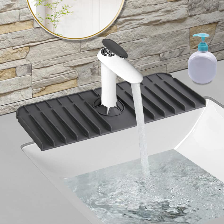 Futon.Z Silicone Faucet Handle Drip Catcher Tray, Silicone Faucet Mat, Faucet Water Catcher Mat, Silicone Sink Splash