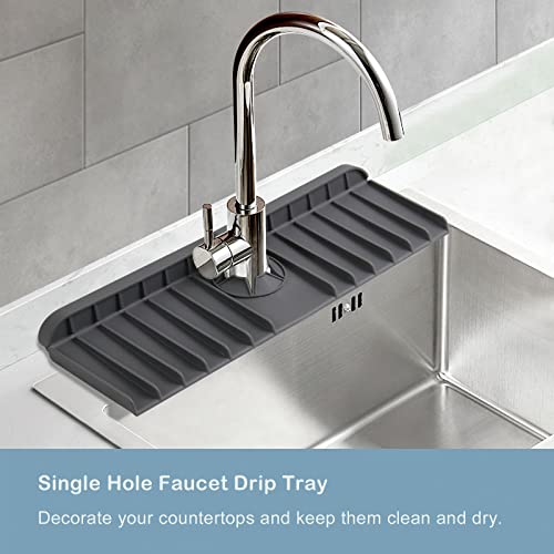 Futon.Z Silicone Faucet Handle Drip Catcher Tray, Silicone Faucet Mat, Faucet Water Catcher Mat, Silicone Sink Splash