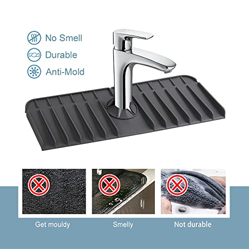Futon.Z Silicone Faucet Handle Drip Catcher Tray, Silicone Faucet Mat, Faucet Water Catcher Mat, Silicone Sink Splash