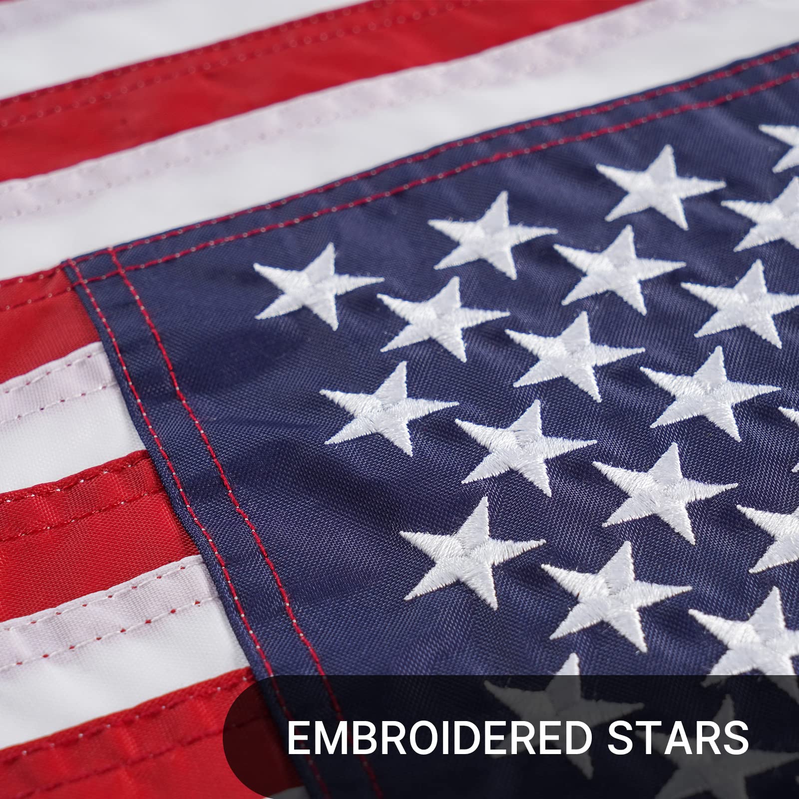 A-ZCOVER American Boat Flag 12x18 Inch Made in USA - with Embroidered Stars Sewn Stripes and 2 Brass Grommets - Heavy Duty Nylon Marine US Flags for July 4 Decorations Outdoor