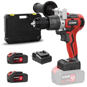 power drill cordless,nawin 20v impact drill,2x4.0ah battery and fast charger, 708ln-lbs torque,metal keyless chuck, brushless motor,2-variable speed