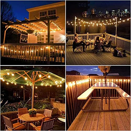 LIGKIN Outdoor String Lights, 50FT LED Patio Lights with 1W Shatterproof Plastic Bulbs, S14 IP65 Waterproof Outdoor Hanging Lights, Outside Lights for Patio Garden Backyard Gazebo(Warm White)