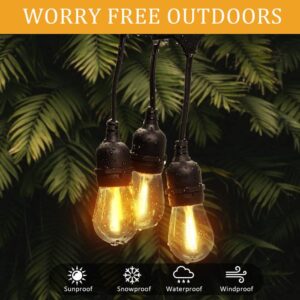 LIGKIN Outdoor String Lights, 50FT LED Patio Lights with 1W Shatterproof Plastic Bulbs, S14 IP65 Waterproof Outdoor Hanging Lights, Outside Lights for Patio Garden Backyard Gazebo(Warm White)