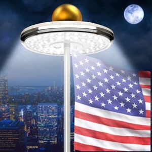 flag pole light solar powered, 48 led flag pole light for most 15 to 25 ft flag poles 0.5" wide flag spindles, 2200mah led downlight last up to 10 hrs, ip67 waterproof auto on/off