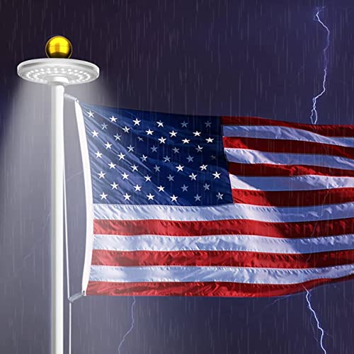 Flag Pole Light Solar Powered, 48 LED Flag Pole Light for Most 15 to 25 Ft Flag Poles 0.5" Wide Flag Spindles, 2200MAH LED Downlight Last Up to 10 Hrs, IP67 Waterproof Auto On/Off