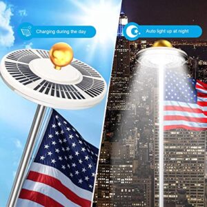 Flag Pole Light Solar Powered, 48 LED Flag Pole Light for Most 15 to 25 Ft Flag Poles 0.5" Wide Flag Spindles, 2200MAH LED Downlight Last Up to 10 Hrs, IP67 Waterproof Auto On/Off