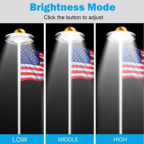 Flag Pole Light Solar Powered, 48 LED Flag Pole Light for Most 15 to 25 Ft Flag Poles 0.5" Wide Flag Spindles, 2200MAH LED Downlight Last Up to 10 Hrs, IP67 Waterproof Auto On/Off