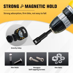 BOEN 1/4 inch Magnetic Nut Driver Set, 3 Piece Impact Drill Driver Bit Set, Size 1/4", 5/16", 3/8", Quick-Change Hex Shank SAE Nut Driver, Cr-V Steel, Black Manganese Phosphate Coating