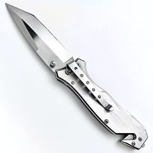gajing edc sharp folding pocket knife with liner lock,pocket clip, glass breaker,sealbelt cutter and stainless steel handle