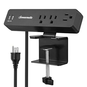 dewenwils desk clamp power strip, desktop power station with 3 ac outlets(15a/1800w), 2 usb ports, desk mount power outlet for home, office, 6ft 14/3c sjt extension cord