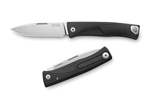 lionsteel thrill manual slip-joint folding pocket knife, traditional gentleman’s edc, solid aluminum handles, bohler m390 steel, hwayl pocket clip, made in italy (black)