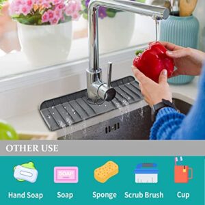 Self Drain Faucet Splash Catcher，Silicone Faucet Handle Drip Catcher Tray，Silicone Faucet Mat,Sink Splash Guard,Drip Protector Splash Water Catcher Mat Behind Faucet for Kitchen & Bathroom Countertop.