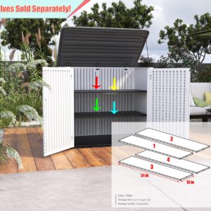 ADDOK 2SG Larger Horizontal Storage Shed Wood-Like, 4.4 x 2.8 ft Outdoor Storage Cabinet Lockable, Thick Resin Storage Unit for Trash Cans, Yard Tools（Large Begie White/37 Cu. ft