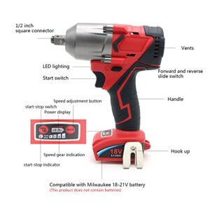 FSYAO 18V 1/2 inch cordless impact wrench-brushless, 500 ft-lbs maximum torque, 4-speed adjustment, automatic start and stop.(Main unit only, no battery).