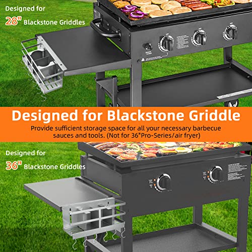 KGDJS Grill Caddy, Upgraded BBQ Caddy Designed for 28"/36" Blackstone Griddles, Removable Griddle Caddy, Space Saving BBQ Accessories Storage Box, Free Drilling Hole & Easy to Install (Grey)