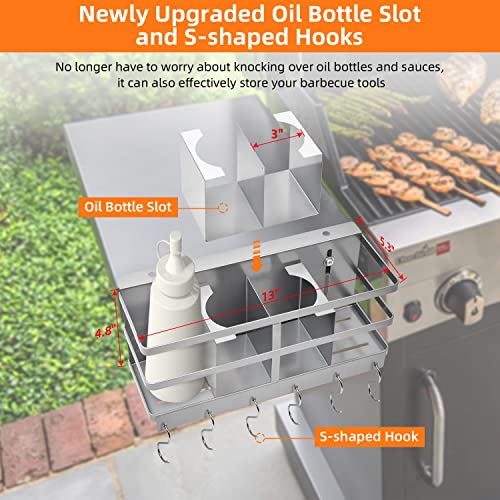 KGDJS Grill Caddy, Upgraded BBQ Caddy Designed for 28"/36" Blackstone Griddles, Removable Griddle Caddy, Space Saving BBQ Accessories Storage Box, Free Drilling Hole & Easy to Install (Grey)