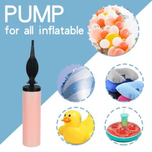 Balloon Pump Hand Held 2 Pack 2-Way Dual Action Inflator Air Pump for Balloons, Manual Balloon Inflators Machine with 100pcs Balloons, 32.8Ft Tape Strip, 2pcs Tying Tool, 200 Dot Glue for Party DIY