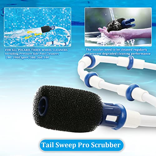 Tail Sweep Pro with Scrubber, Tail Sweep Pro TSP10S Replacement for Polaris 280, 380, 360, 3900 Sport, 180, 1 Tail Sweep Pro with 6 Foam Scrubber for Polaris Three Wheel Pressure Cleaners
