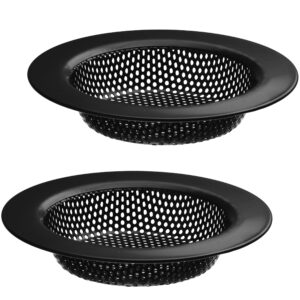 2 pack - 4.5" top / 3" basket - black stainless steel kitchen sink drain strainer large basket food catcher. durable electroplated coating