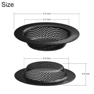 2 Pack - 4.5" Top / 3" Basket - Black Stainless Steel Kitchen Sink Drain Strainer Large Basket Food Catcher. Durable Electroplated Coating