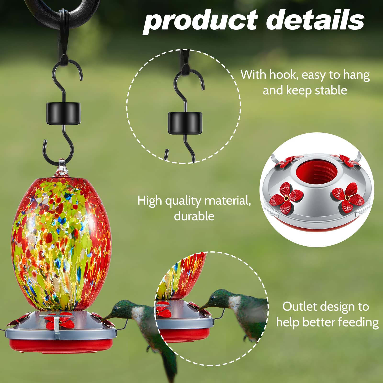 Hummingbird Feeder Bottom Set Hummingbird Feeder Accessories Outdoors Feeder Bottom Plastic Hummingbird Feeders Accessory Hooks Hummingbird Feeder Brushes