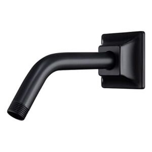 seabefore 6 inch standard shower arm wall mounted black shower head extension with unique square flange, standard 1/2" connection