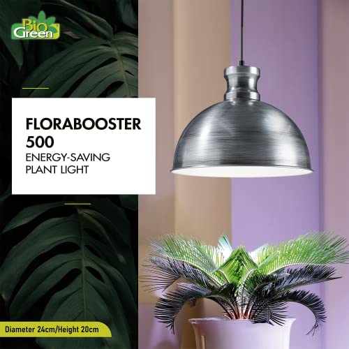 Bio Green 500-USZ Florabooster LUM 500 Grow Indoor 60w Lightbulb Lamp with 3m Connection Cable – Energy Saving House Plants – High Light Intensity, Brushed zinc