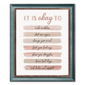 It's Okay To Quotes, Note To Self Poster, School Counselor Art Print, Anxiety Quotes, Counseling Office Decor, Psychologist, Social Worker Wall Decor, Unframed (11X14 INCH)