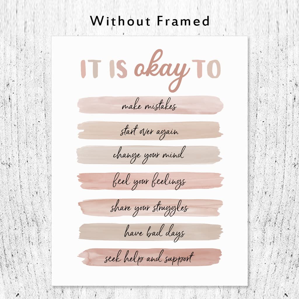 It's Okay To Quotes, Note To Self Poster, School Counselor Art Print, Anxiety Quotes, Counseling Office Decor, Psychologist, Social Worker Wall Decor, Unframed (11X14 INCH)