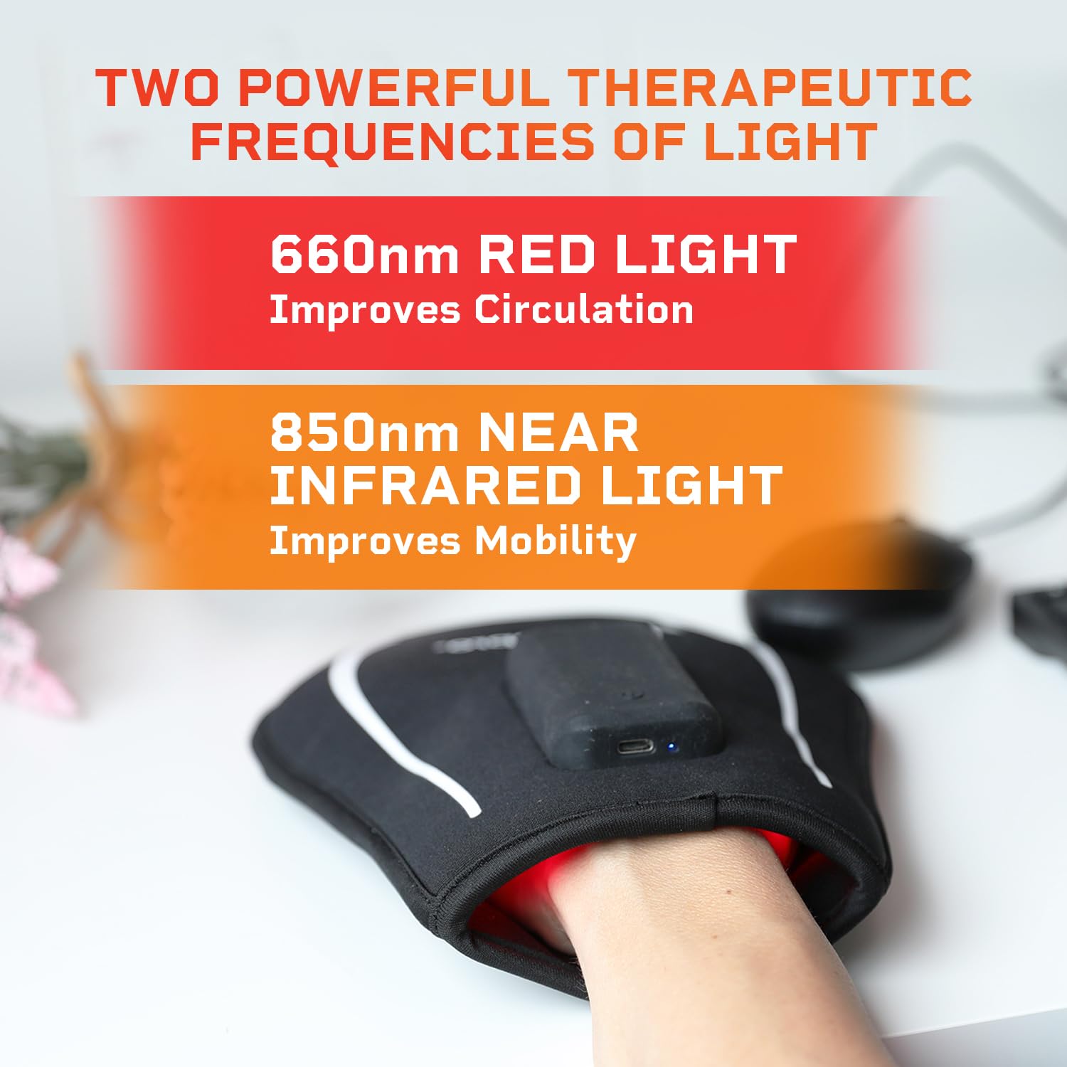 LifePro Red Light Therapy Glove - Rechargeable LED Near Infrared Light Therapy Hand Stiffness Glove - Red Light Therapy at Home - Red Light Therapy Device Glove or Light Therapy Products