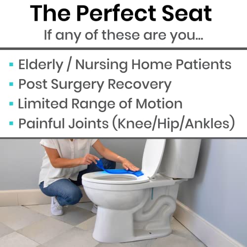 Vive Gel Toilet Seat Cushion Cover - Raised Padded Riser Cushion for Elongated, Standard, and Commode Chairs- Seat Warmer Pressure & Pain Relief Comfort- Adhesive Donut Pad for Elderly, Seniors (Blue)