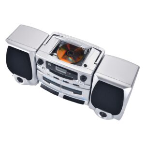 Supersonic SC-2121BT Bluetooth Entertainment Audio System, Bluetooth 5.0, op Loading MP3/CD Player, AM/FM Radio, USB Input, Double Cassette Recorder, High-Performance Detachable Speakers, AC/DC