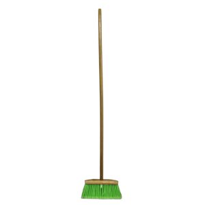 blysk indoor/outdoor heavy duty wooden broom brush, sweeper, head replacement soft bristles, great use for home, kitchen, room, office, patio, deck floor (broom head with a handle)