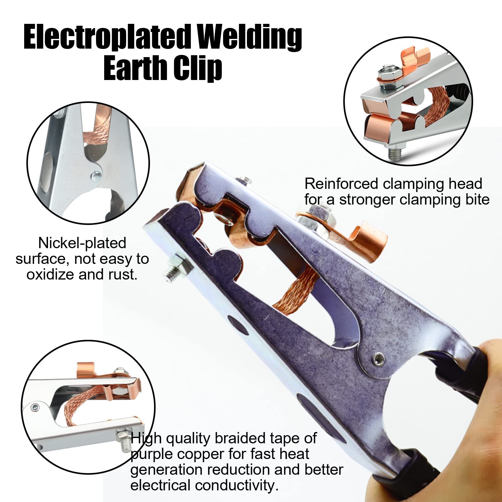 lesolar 500A Welding Ground Clamp Mig Welding Ground Clamps Electroplated Welding Earth Clip for Manual Welder Ground Clamp US Type