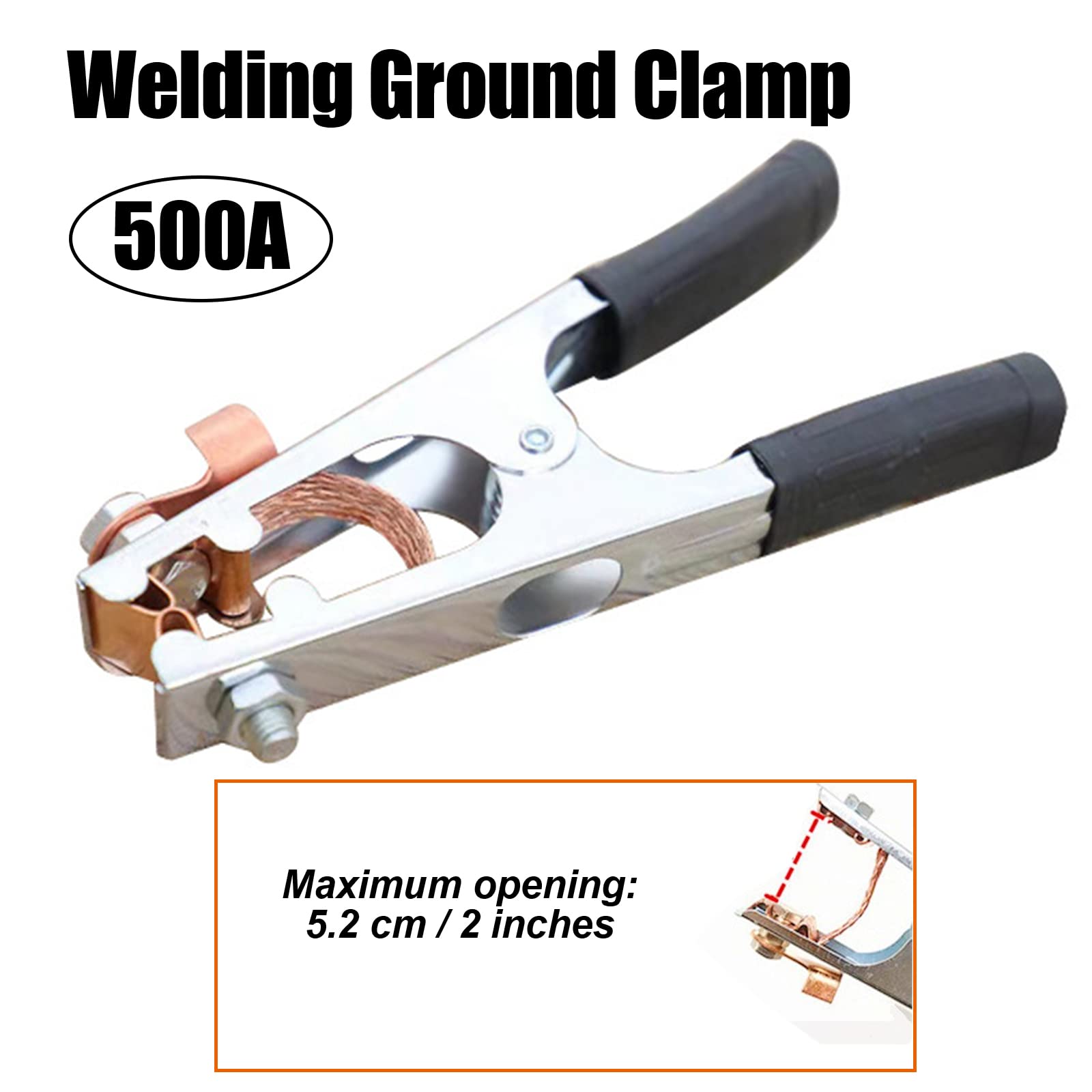 lesolar 500A Welding Ground Clamp Mig Welding Ground Clamps Electroplated Welding Earth Clip for Manual Welder Ground Clamp US Type