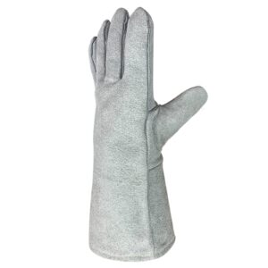 SLFC Cow Split Leather Welding Gloves Heat/Fire Resistant,14 Inches Leather Safety Working Gloves for BBQ,Oven,Tig Welder,Garden and Animal Handling(grey)