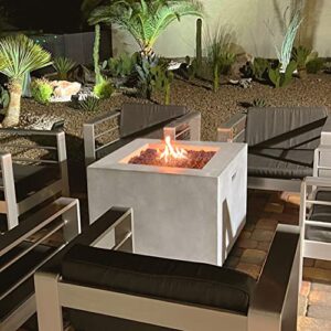 Kinger Home 32-Inch Outdoor Propane Smokeless Concrete Fire Pit for Patio, 50,000 BTU CSA Certified, Square