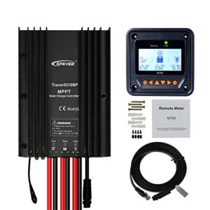 epever mppt solar charge controller 20a 12v 24v auto 260w 520w max pv 100v waterproof ip67 solar panels regulator for sealed, gel, flooded, lithium & user (mppt 20a+mt50+rs485)