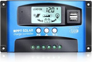 mppt solar charge controller 60 amp,12v/24v solar panel charger intelligent regulator with dual usb port+lcd display (60a,12v/24v)