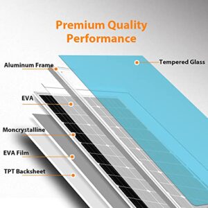 XINPUGUANG Solar Panel Kit 100 Watt 12 Volt PERC Monocrystalline 10A 12V/24V Charge Controller + Solar Extension Cables + Mounting Brackets Off Grid System for Homes RV Boat Cabin (100W Solar Kit)