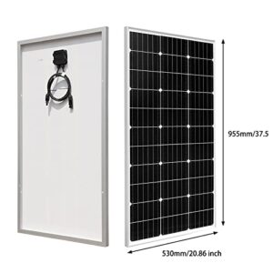 XINPUGUANG Solar Panel Kit 100 Watt 12 Volt PERC Monocrystalline 10A 12V/24V Charge Controller + Solar Extension Cables + Mounting Brackets Off Grid System for Homes RV Boat Cabin (100W Solar Kit)