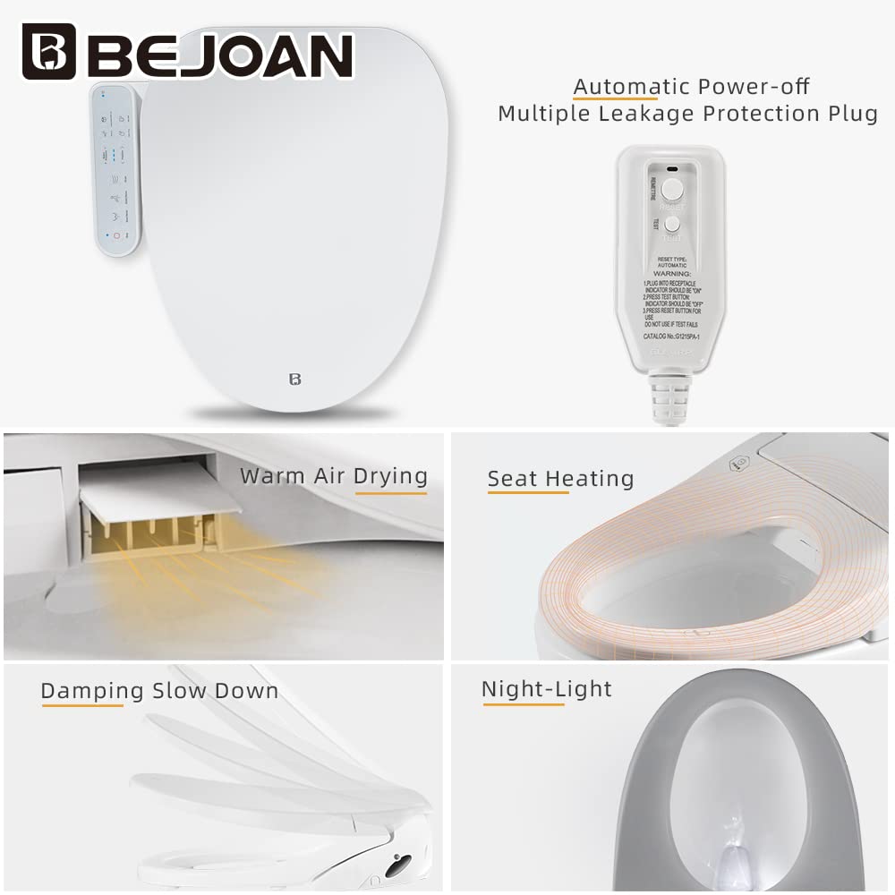 Bejoan Z1 Bidet Toilet Seat Heated Elongated Smart Toilet Seat Electronic Bidet Air Dryer, Instant Unlimited Warm Water, Feminine Wash, Rear and Front Wash, LED Light, Self-Ceaning Nozzle