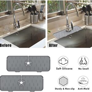 Kitchen Sink Splash Guard, Silicone Faucet Handle Drip Catcher Tray, Faucet Absorbent Mat, Sink Protectors for Kitchen Sink, Sink Mat for Bathroom, Farmhouse and RV, Kitchen Sink Accessories