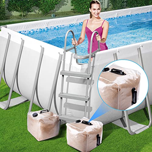 2 Pack Heavy Duty Pool Weight Plastic Sand Bags, Universal Pool Weight for Above Ground Entry Systems, Steps and Ladders