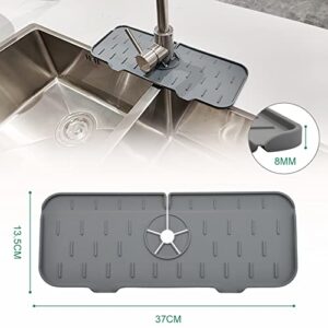 YIIAMOAHC Kitchen Sink Splash Guard, Silicone Faucet Handle Drip Catcher Tray, Faucet Splash Catcher, Silicone Deflector Under The Faucet, Keep Kitchen and Bathroom Sinks Dry（Grey)