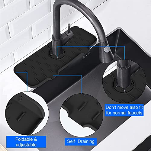 YIIAMOAHC Kitchen Sink Splash Guard, Silicone Faucet Handle Drip Catcher Tray, Faucet Splash Catcher, Silicone Deflector Under The Faucet, Keep Kitchen and Bathroom Sinks Dry