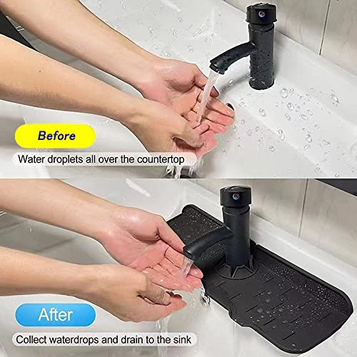 YIIAMOAHC Kitchen Sink Splash Guard, Silicone Faucet Handle Drip Catcher Tray, Faucet Splash Catcher, Silicone Deflector Under The Faucet, Keep Kitchen and Bathroom Sinks Dry