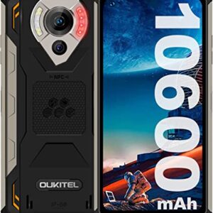 Rugged Smartphone Unlocked Cell Phone 10600mAh Battery 128GB+8GB Android 11 6.39'' Screen 20MP Night Vision Camera Dual SIM Phones IP68 Waterproof Mobile OTG NFC OUKITEL WP16, Orange