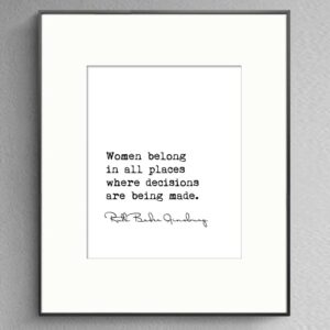 Women Belong In All Places Where Decisions Are Being Made, Feminist Print, Feminist Wall Art, Office Wall Art, Women Gift, Without Frame - 8x10"